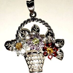 Armbrust Sterling Silver 925 Healing Chakra Floral Basket Pendant